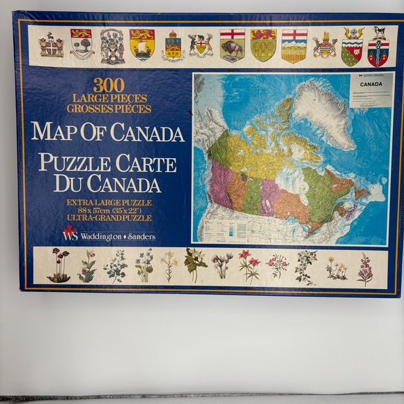 Vintage Map Of Canada 300 Piece Jigsaw Puzzle Waddington Sanders 35" X 22" 1980s - Picture 3 of 7